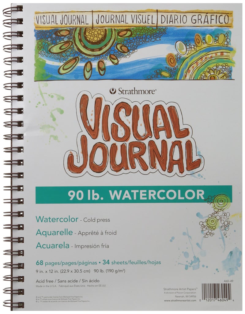 Strathmore 400 Series Visual Watercolor Journal, 90 LB 9"x12" Cold Press, Wire Bound, 34 Sheets